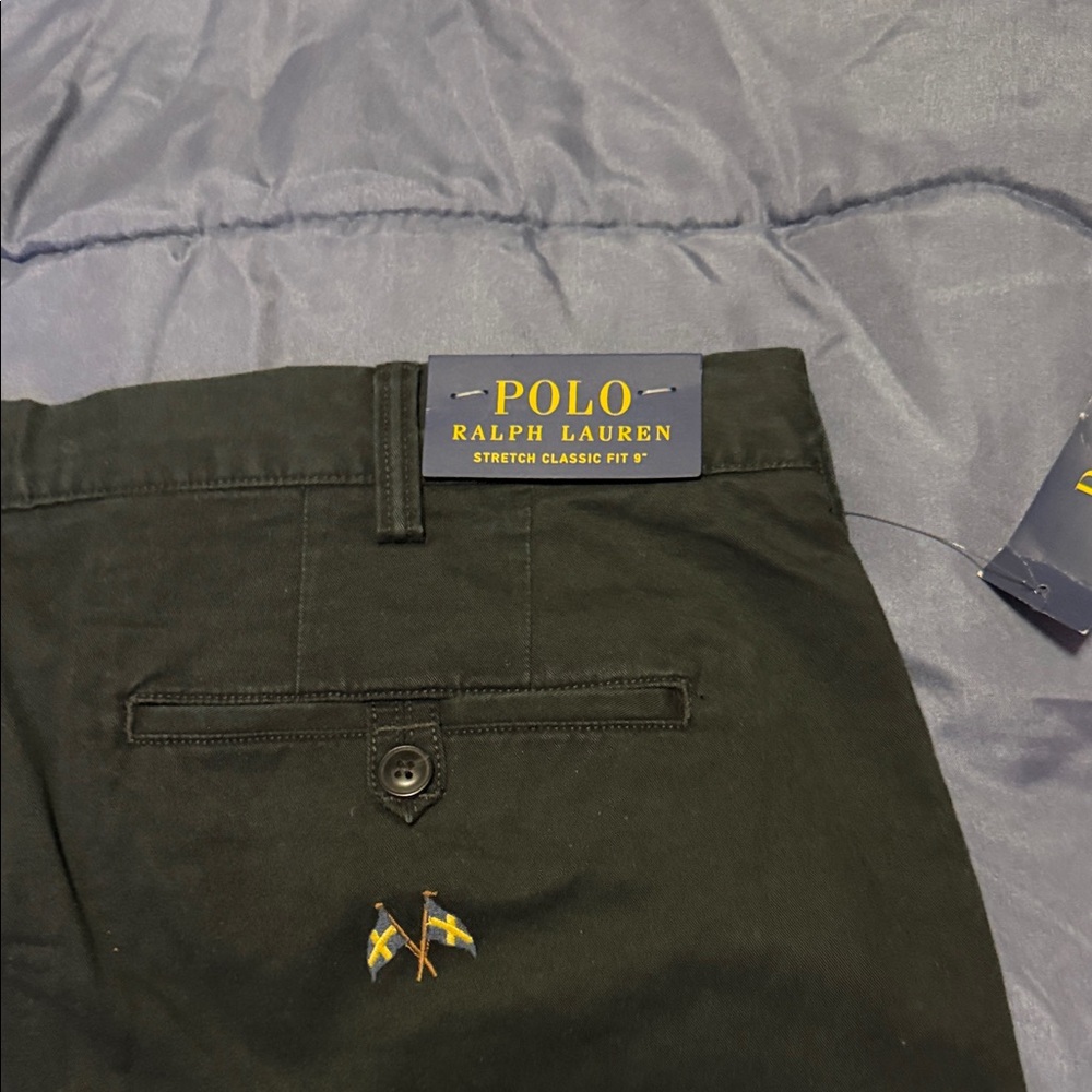 Polo by Ralph Lauren Black Embroidered Men’s Flat Front Shorts - Picture 5 of 6